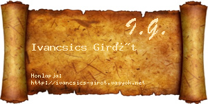 Ivancsics Girót névjegykártya